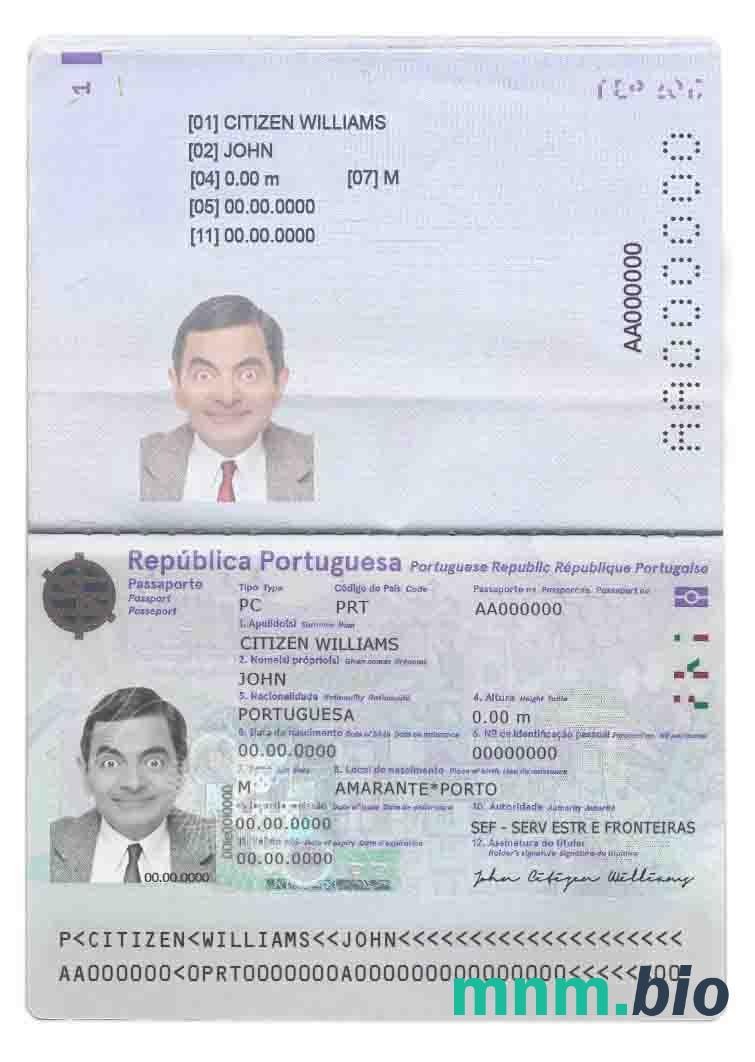 Szablon paszportu Portugalii w formacie PSD, w pełni edytowalny (2017 - obecnie) przykład w formacie PSD